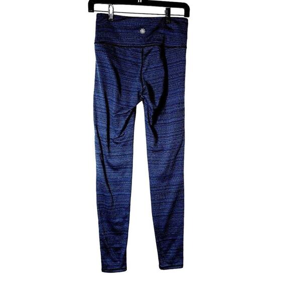 Athleta Pants Medium High Rise Jacquard Charturanga Blue Tight Fit Leggings Sz S - Picture 2 of 7